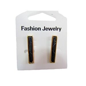 Black Marble Geometric Stud Earrings Boho Ethnic Gypsy Dangly Goth